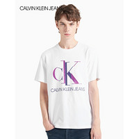 CK JEANS 2020秋冬新款 男装撞色LOGO圆领短袖T恤 J316904 YAF-白色 XL