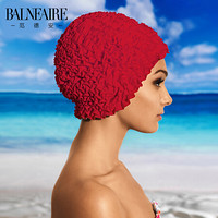 范德安（BALNEAIRE）游泳帽 长发防水护耳泳帽 女式成人布游泳帽 多色可选 红色