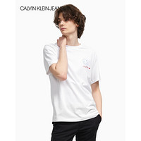 CK JEANS 2020春夏款男装纯棉Logo短袖T恤J316442 YAF-白色 M