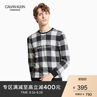 CK UNDERWEAR 经典款 男装Logo圆领套头长袖针织家居服 NM1725AD 2ZJ-黑白格纹 M