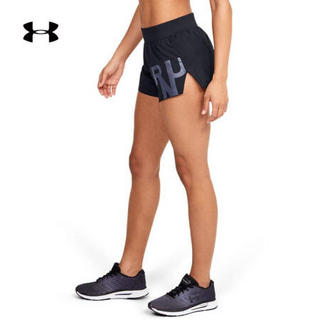 安德玛官方UA Launch SW女子3英寸运动短裤Under Armour1350193 黑色001 XS