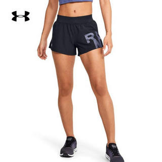 安德玛官方UA Launch SW女子3英寸运动短裤Under Armour1350193 黑色001 XS