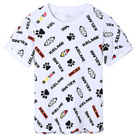 KELME（kids）女童短袖T恤夏季男女童字母卡通印花短袖T恤短袖TX50224002 白色 150cm