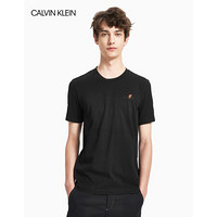 CK CALVIN KLEIN 2020春夏新款男装 纯棉针织短袖T恤 M77473232C 010-黑色 XL