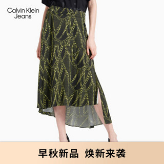 CK JEANS 2020秋冬新款 女装大理石纹链路不规则半身裙 J215170 BEH-黑色 S