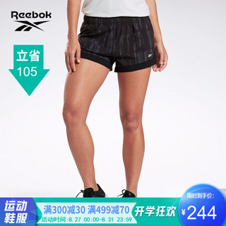 Reebok锐步 运动健身LM EPIC LIGHTWEIGHT AOP女子莱美夏季短裤FM7166 FM7166_黑色 A/L