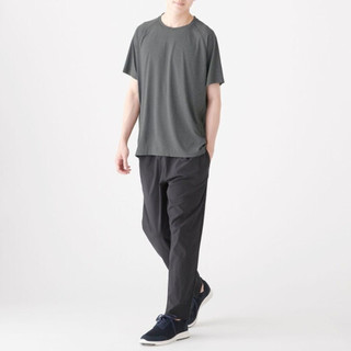 無印良品 MUJI 無印良品  男式 吸汗速干 短袖T恤 运动短袖 炭灰色 S