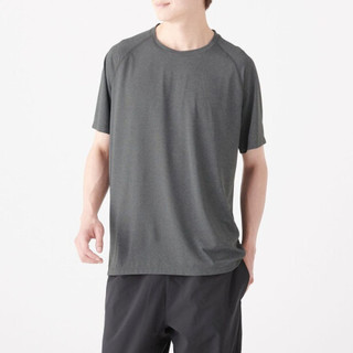 無印良品 MUJI 無印良品  男式 吸汗速干 短袖T恤 运动短袖 炭灰色 S