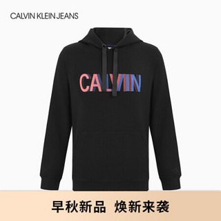 CK JEANS 2020秋冬款男装 时尚连帽套头针织外套J315624 BAE-黑色 M