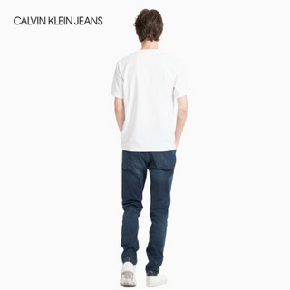 CK JEANS 2020秋冬新款 男装撞色LOGO圆领短袖T恤 J316904 YAF-白色 L