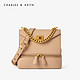 CHARLES＆KEITH2020春季新品CK2-51190017女士休闲拉链设计手提单肩包女 Beige米色 S