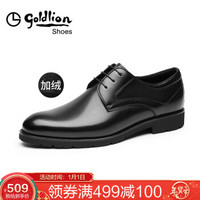 金利来(goldlion)男鞋商务正装休闲鞋简约柔软舒适德比加绒皮鞋502740432ALL-黑色-42码