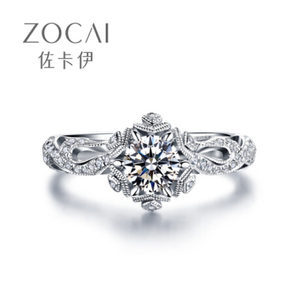 商品佐卡伊钻戒 初雪 白18k金雪花款群镶钻戒求婚结婚钻石戒指女真钻