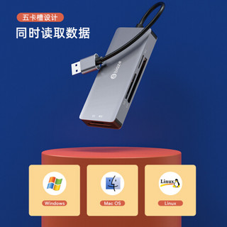 毕亚兹(BIAZE)USB3.0高速多合一读卡器 支持SD/TF/CF/MS/M2相机记录仪监控手机存储内存卡 多卡多读 A26-0.3M