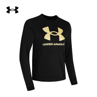 安德玛官方UA Metallic女子抓绒运动圆领卫衣Under Armour1361946 黑色001 L