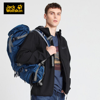 Jack Wolfskin/狼爪官方男装秋冬新品户外休闲舒适防风内里加绒软壳夹克外套1304001 1304001-6000/黑色/国际码 XL