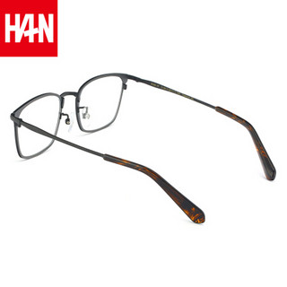 汉（HAN）纯钛近视眼镜框架男女款 防蓝光辐射电脑护目镜 43003 黑色 配依视路1.56钻晶A+镜片(0-600度)