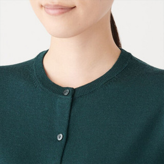 无印良品 MUJI 女式 羊毛桑蚕丝 圆领开衫 绿色 XS