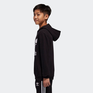 阿迪达斯官方 adidas 三叶草 J TRF HOODIE 大童卫衣CD6499 黑/白 146CM