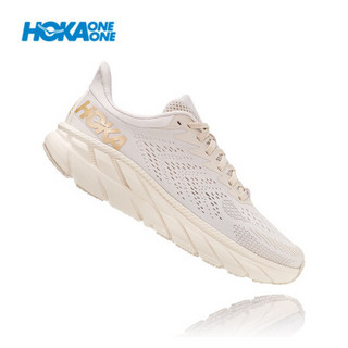 HOKA ONE ONE女克利夫顿7减震公路跑步鞋Clifton7防滑轻便运动鞋新 杏奶色/古铜色 US 5.5/ 225mm