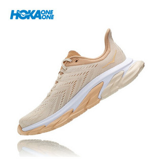 HOKA ONE ONE女Clifton Edge克利夫顿先锋公路跑步鞋回弹缓冲减震轻便透气运动鞋新 杏奶色/米色 US 8.5/ 255mm