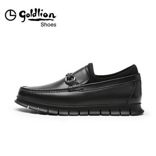 金利来（goldlion）男鞋时尚轻质透气商务休闲鞋耐穿时尚个性休闲皮鞋50803021401A-黑色-39码