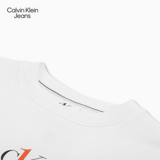 【CK ONE】CK JEANS 2020秋冬新款 男女同款纯棉撞色LOGO卫衣 J400073 YAF-白色 M