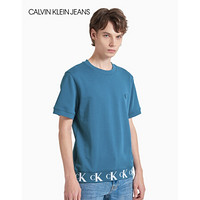 CK JEANS 2020秋冬新款 男装纯棉循环LOGO短袖T恤 J316752 CZ8-蓝色 S