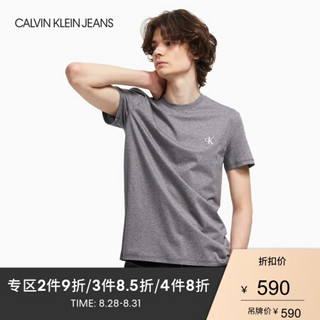 CK JEANS 2020春夏款 男装Logo圆领短袖T恤 J315065 P2F-灰色 M