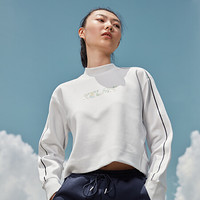 KELME/卡尔美 20秋冬新款字母撞色立领卫衣女休闲显瘦高腰上衣潮 白色 S/155