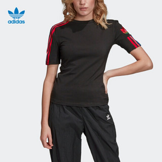 阿迪达斯官网 adidas 三叶草 TEE 女装运动短袖T恤GD2251 黑色/多色 34(165/80A)