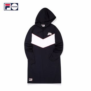 FILA FUSION 斐乐女子连衣裙2020秋季新款美式潮流卫衣连衣裙 深黑-BK 155/76A/XS