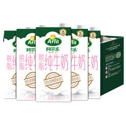 优惠升级：Arla阿尔乐 脱脂牛奶 1L*6盒 *6件