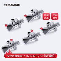 科勒（KOHLER）全铜加厚角阀厨房低铅冷热快开角阀4分口防爆止水阀 5只装