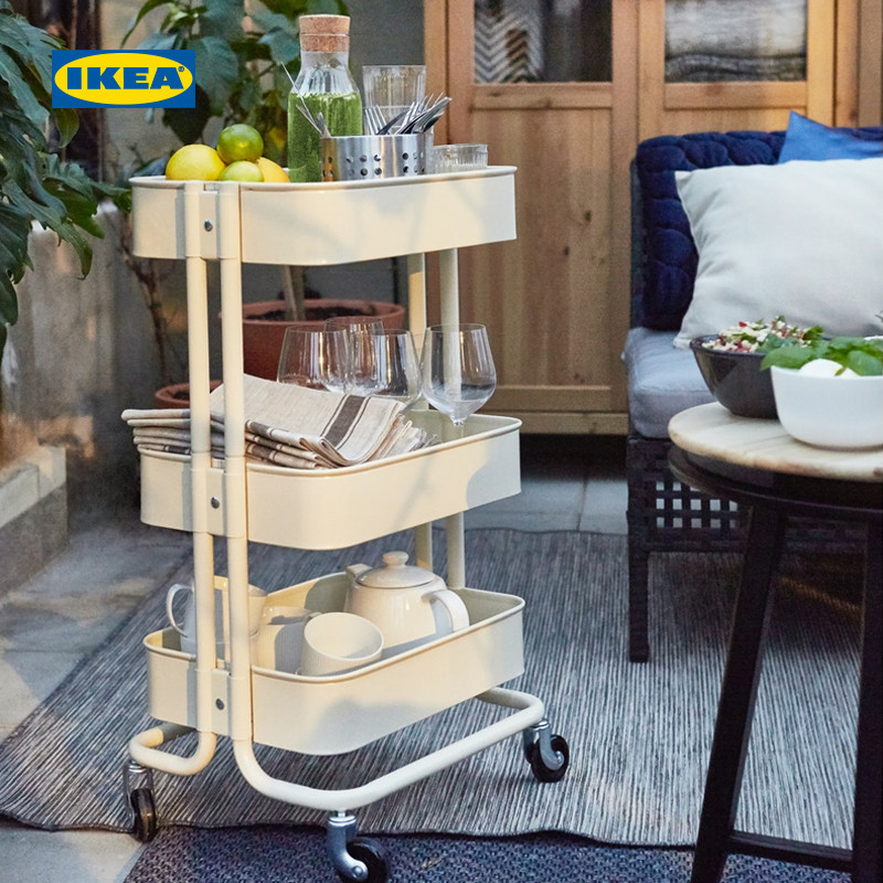 IKEA宜家RASKOG拉斯克手推车厨房置物架北欧分类带轮小推车收纳盒