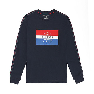 TOMMY HILFIGER 汤米·希尔费格 男士棉质圆领套头印花卫衣09T3779 410 海军蓝M