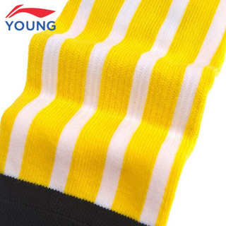 李宁童装儿童运动袜低跟袜子男女大童条纹拼色设计简约时尚袜子YWSQ068-2玉米黄白条纹XL