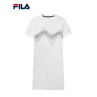 FILA 斐乐官方 女子连衣裙2020秋季新款时尚运动印花T恤裙女裙 标准白-WT 180/96A/XXL