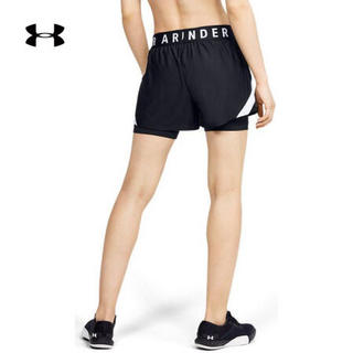 安德玛官方UA Play Up女子二合一运动短裤Under Armour1351981 黑色001 S