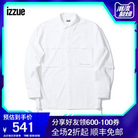 izzue男装衬衫2020夏季新品休闲潮流字母对称口袋飘带8120S0E