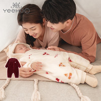 YeeHoO英氏婴儿连体衣男女宝珊瑚绒印花哈衣YZJAJ30015A01 2020秋冬新款