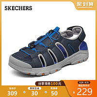 Skechers斯凯奇男士镂空透气运动休闲凉鞋魔术贴包头渔夫鞋204127 NVY海军蓝色 42