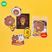 LINE FRIENDS 布朗熊上海城市限定贴纸 卡通动漫周边卡通人物贴纸