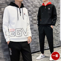 半拉链卫衣男连帽青少年秋季套装初中学生潮流帅气秋装运动休闲装