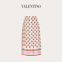 Valentino/华伦天奴女士新品 印花斜纹布褶饰半裙 彩色