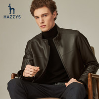 Hazzys哈吉斯冬季新品男士帅气皮衣潮流修身男装机车服 夹克外套