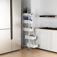 厨房夹缝置物架落地多层抽屉式冰箱缝隙旁靠墙窄侧收纳带轮可移动