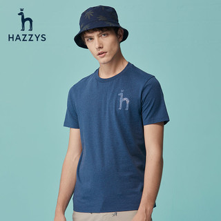 Hazzys哈吉斯夏季新款男士短袖纯棉T恤衫宽松圆领T 潮流男装上衣 浅粉色 190/108A