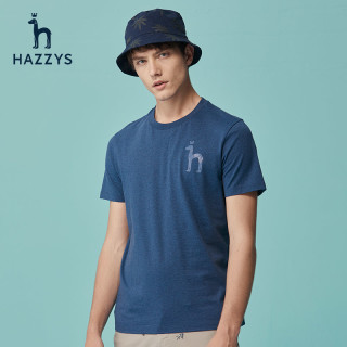 Hazzys哈吉斯夏季新款男士短袖纯棉T恤衫宽松圆领T 潮流男装上衣 浅粉色 190/108A
