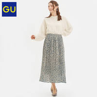 GU极优女装喇叭长裙(花朵)2020夏季新款时尚森系碎花半身裙324437